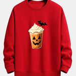 Halloween Pumpkin Drink Print Relax Fit Sweatshirt