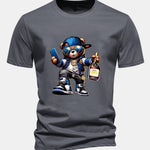 Regular Fit Hip Hop Bear Print Cotton T-Shirt