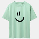 Smiley Face Print Drop Shoulder Oversize T-Shirt