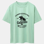 California Palm Tree Print Drop Shoulder Oversize T-Shirt
