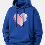 Doodle Heart Print Relax Fit Hoodie