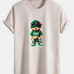 Regular Fit Trendy Bear Print Cotton T-Shirt