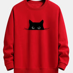 Black Cat Print Relax Fit Sweatshirt