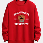 Halloween Pumpkin Town Print Relax Fit Sweatshirt
