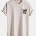 Regular Fit Palm Tree Print Cotton T-Shirt