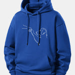 Line Dog Print Relax Fit Hoodie
