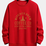 Halloween Witches Brew Coffee Print Relax Fit Sweatshirt