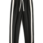 Relax Fit Color Block Polo Collar Sweatshirt & Slit Hem Stripe Pants