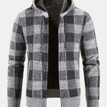 Plaid Zip Up Hooded Sweater