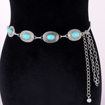 Margovil Turquoise Decorative Adjustable Metal Chain Belt