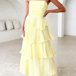 Margovil Strapless Ruffle Layered Maxi Dress