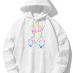 Gradient Dissolving Bear Print Drop Shoulder Relaxed Hoodie