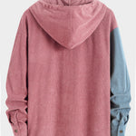 Relax Fit Colorblock Corduroy Hooded Shirt