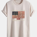 Regular Fit Jesus American Flag Slogan Print Cotton T-Shirt
