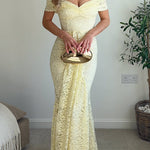 Off Shoulder Lace Mermaid Maxi Dress