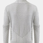 Leather Buckle Knitted Jacquard Turtleneck Sweater