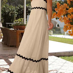 Margovil Spaghetti Strap Ric Rac Trim Swing Maxi Dress