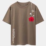Slogan Rose Print Drop Shoulder Oversize T-Shirt