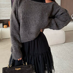 Chic One Shoulder Long Sleeves Pullover Sweater
