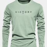Long Sleeve Victory Slogan Print Cotton T-Shirt