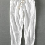 Geometric Jacquard Eyelet Cuban Shirt & Linen Cotton Blend Cropped Pants