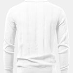 Long Sleeve Stripe V Neck Knit Polo Shirt