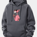 Pink Panther Print Drawstring Hoodie