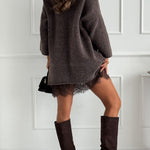 Drop Shoulder Solid Comfy Pullover Sweater