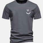 Regular Fit Smiley Face Print Cotton T-Shirt