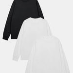 3 Pieces Basic Long Sleeve Ribbed Cuff T-Shirt