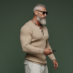 Men's Classic Casual Tough Style Henley Collar Slim Fit Sweater