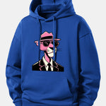 Pink Gentleman Panther Print Relax Fit Hoodie