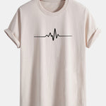 Regular Fit Heartbeat Flatline Print Cotton T-Shirt