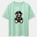 Hip Hop Bear Print Drop Shoulder Oversize T-Shirt
