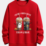 Halloween Coffee Print Relax Fit Sweatshirt