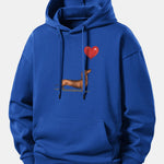 Heart-shaped Balloon Dachshund Print Relax Fit Hoodie