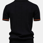 Contrast Trim Zipper Knit Polo Shirt