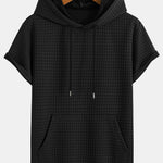Kangaroo Pocket Waffle Hooded T-Shirt & Drawstring Waffle Jogger Pants