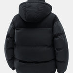 Corduroy Patchwork Hooded Puffer Jacket