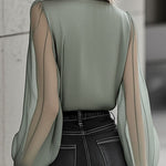 Chic Timeless Sheer Sleeve Button-Up Shirt
