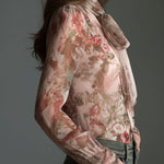 Retro Romantic Floral Chiffon Bow-Tie Blouse