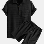 Waffle Polo With Pockets & Shorts