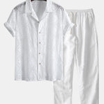 Embroidered Floral Cuban Shirt & Straight Leg Linen Pants