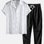 Embroidered Floral Cuban Shirt & Straight Leg Linen Pants