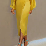 Bodycon High Waisted Solid Color Split-Front Skirts Bottoms