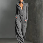 Women's Elegant Knit Sparkling Zipper Front Jumpsuit