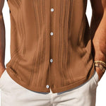 Men's Knitted Single-Breasted Short-Sleeved Polo Shirt