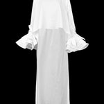 Flared Sleeves High-Low Solid Color Split-Joint Tiered Round-Neck T-Shirts Tops