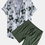 Floral Print Button Up Shirt & Swim Short
