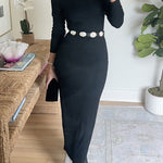 Asymmetrical Shoulder Long Sleeves Bodycon Midi Dress